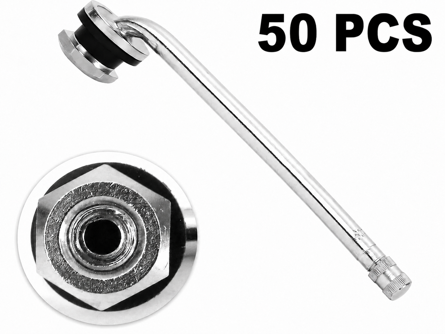 TR509 Metal Truck Tire Valve Stem for Aluminum Wheels – 4-3/4" Effective Length – 90° Bend