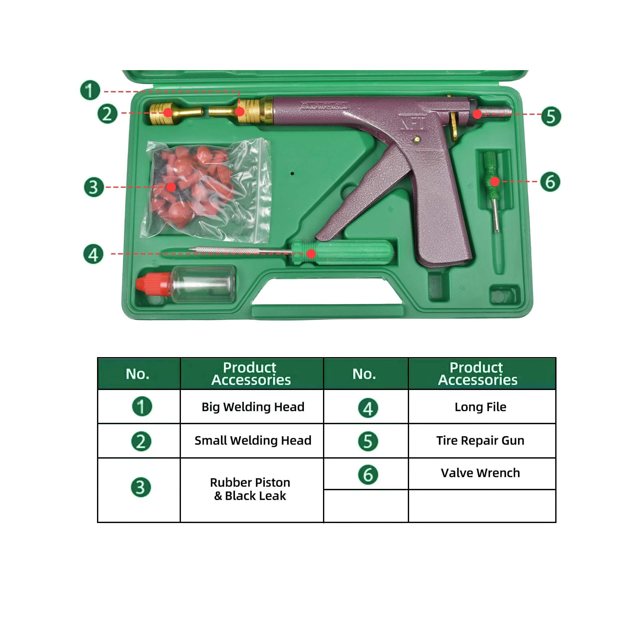 Tubeless Tire Repair Gun Kit - Mushroom Plug Nozzle Tool