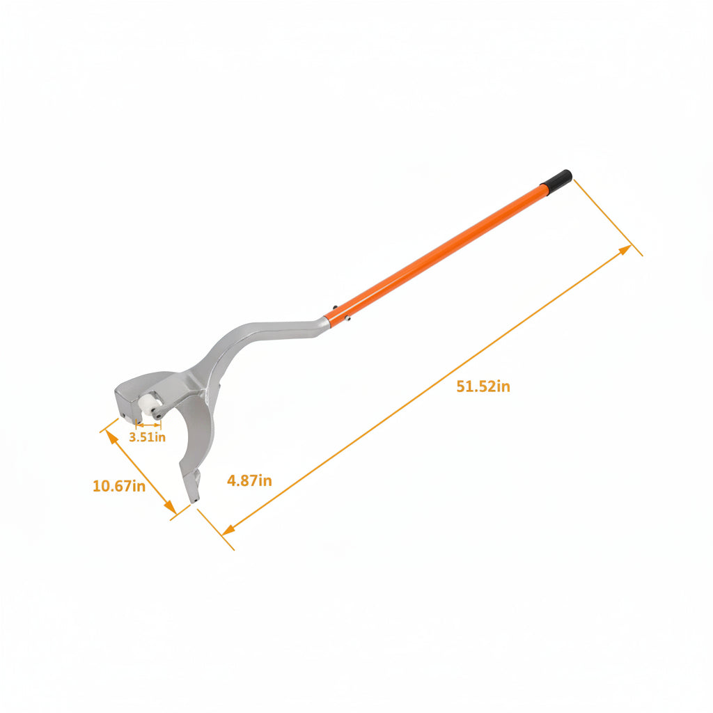 Lopper tool with measurements on a white background