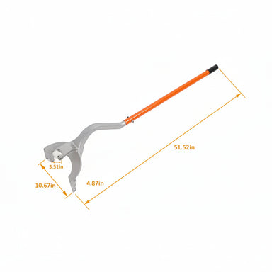 Lopper tool with measurements on a white background