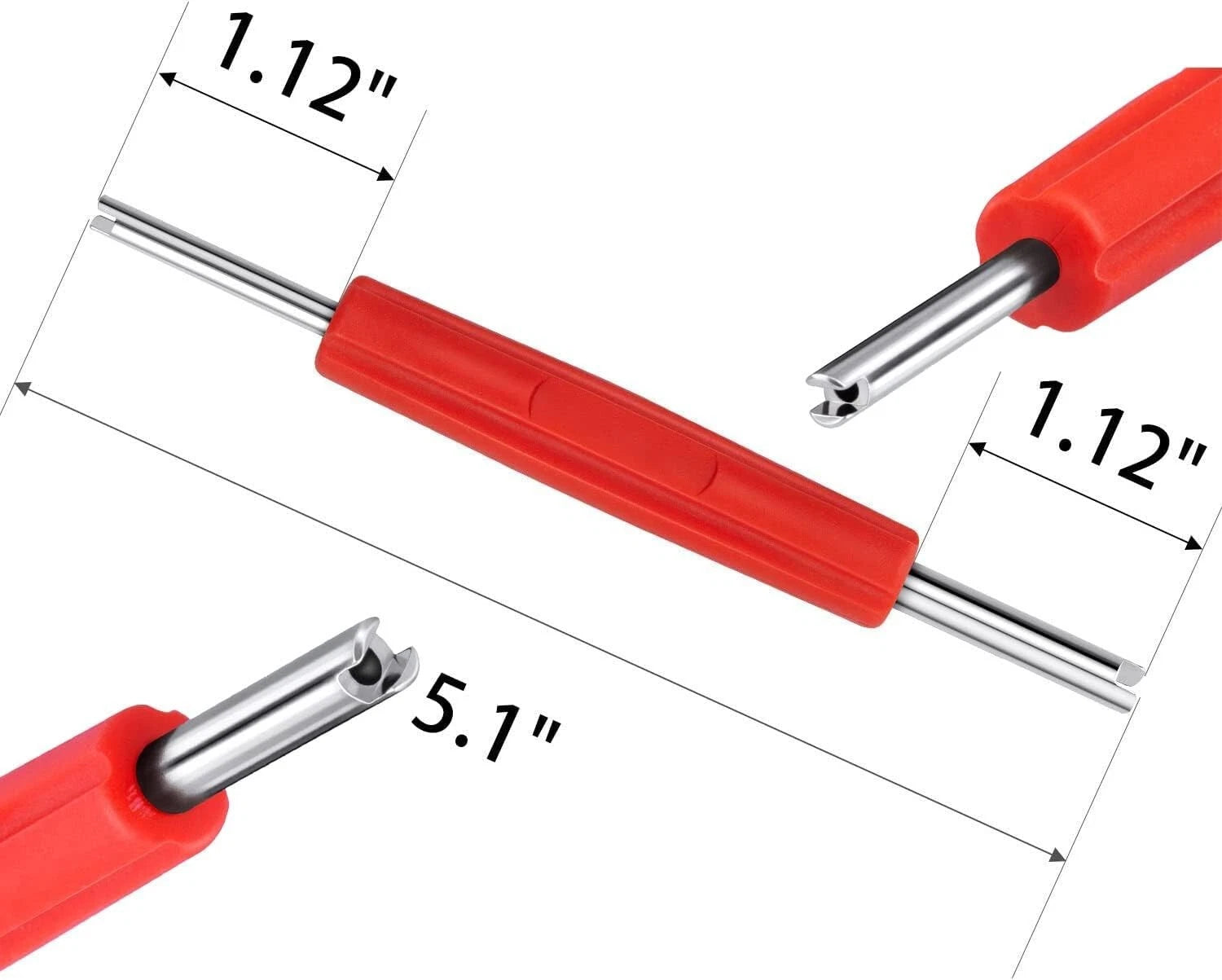 Two-Way Valve Core Remover Tool - 4.9" Tire Repair Red