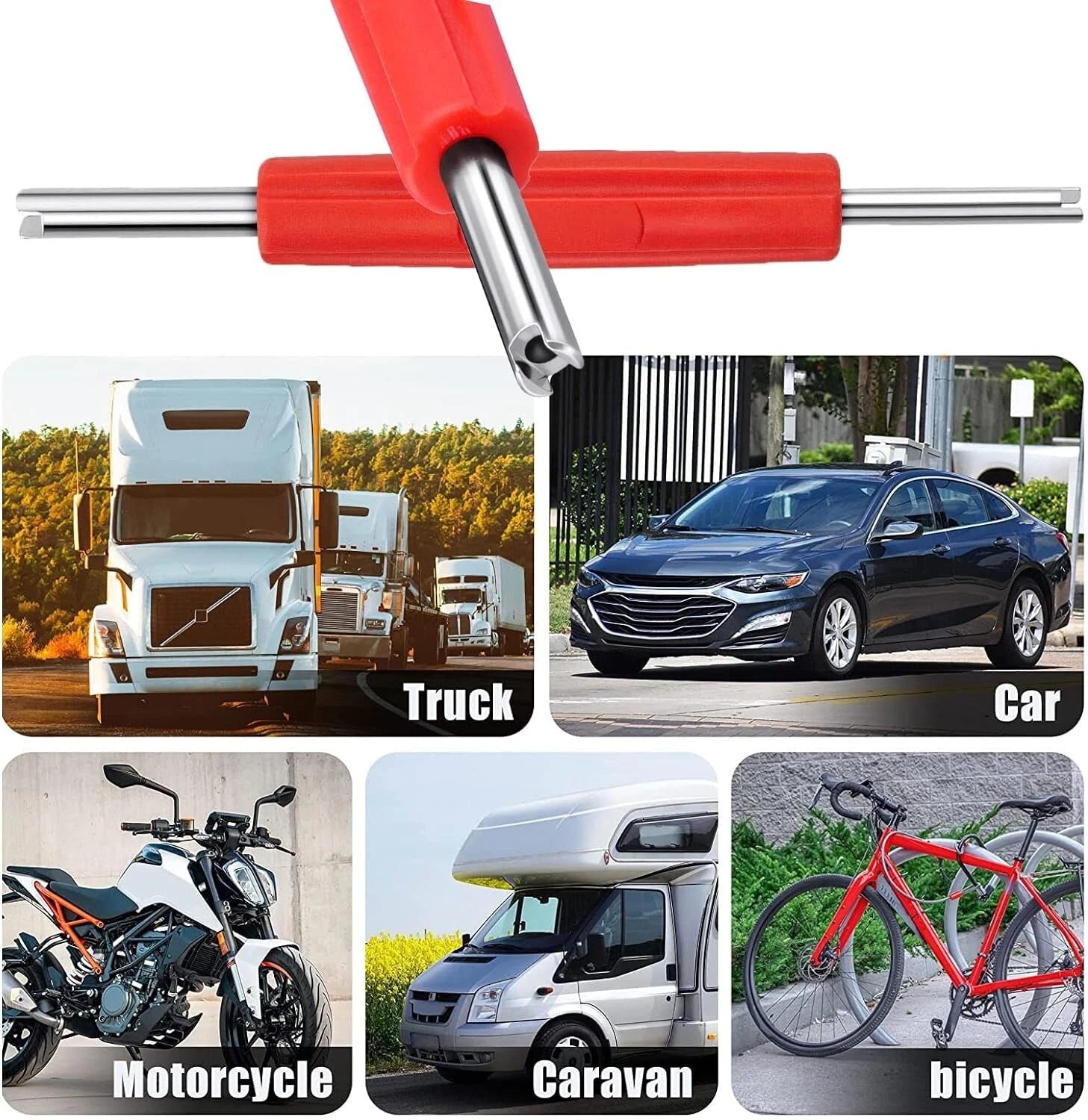 Two-Way Valve Core Remover Tool - 4.9" Tire Repair Red