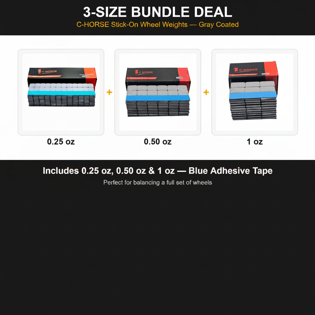 9 Boxes of 1/4 oz 1/2 oz 1 oz Stick on Wheel Weights Grey Coated Blue Tape
