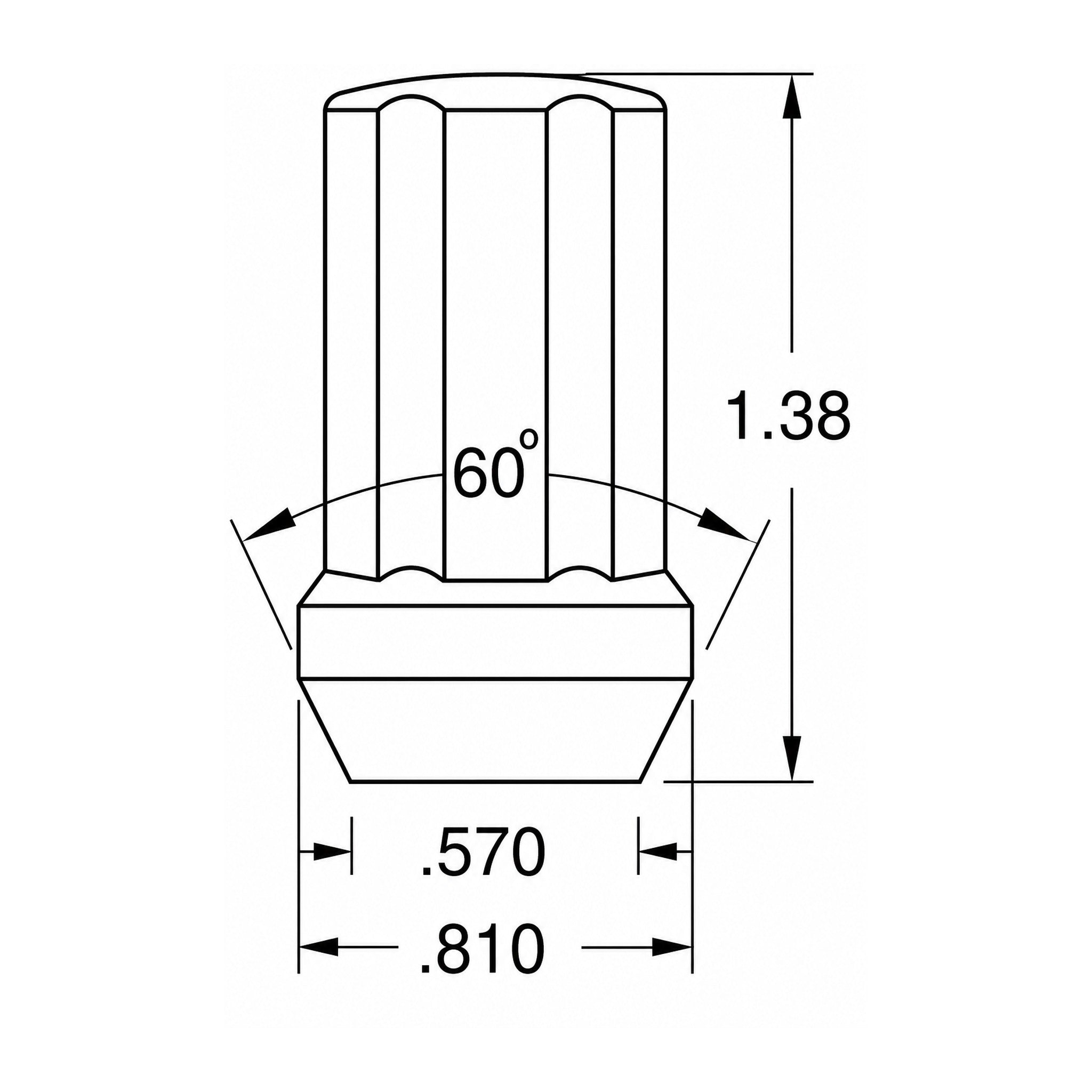 5654DN Chrome Spline Drive Lug Nut – 14x1.5 Thread, 7-Cut Spline, 2.00" Tall, 60° Conical Seat
