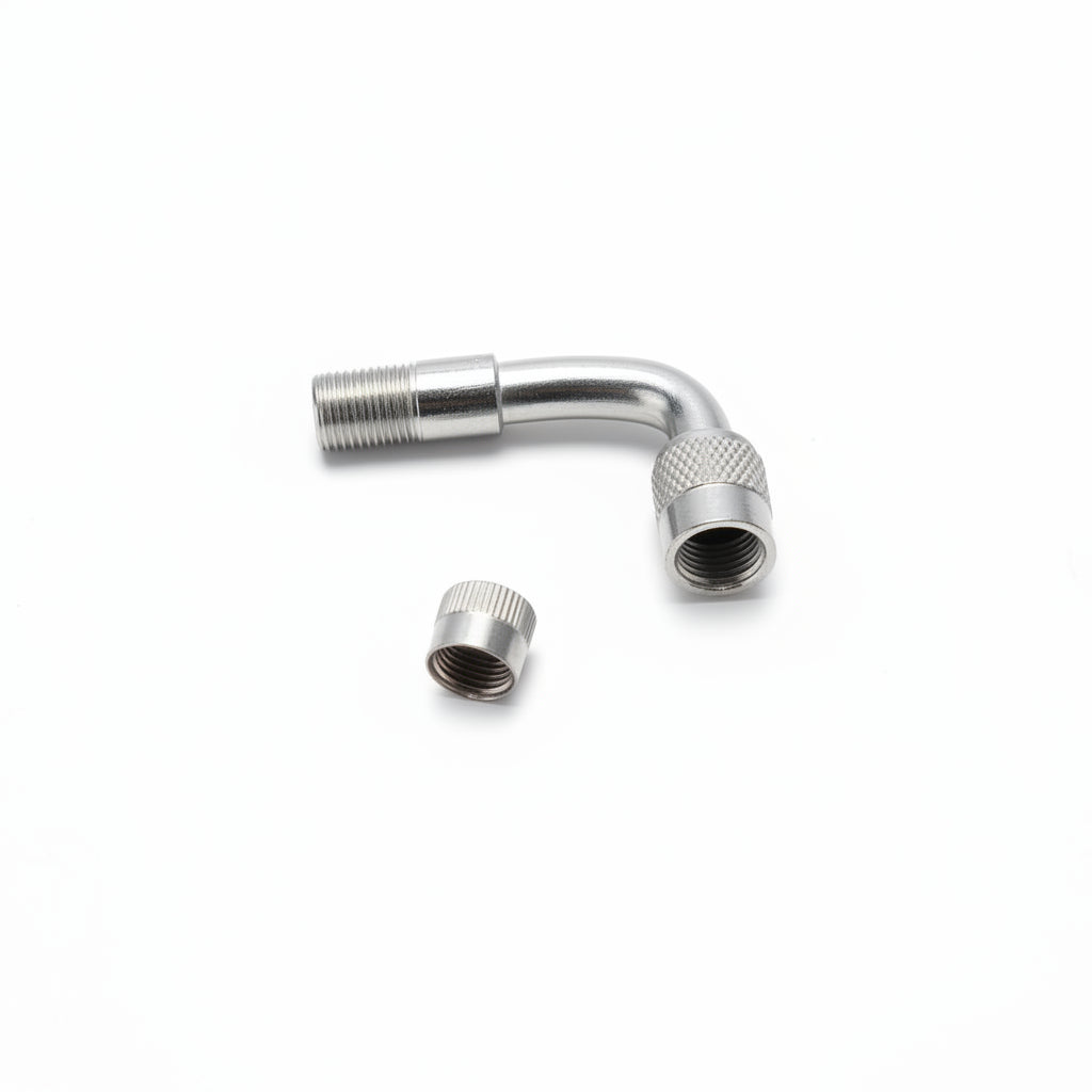 Metal Valve Extension 90° - Chrome-Plated Tire Valve Extension for Cars & Light Trucks