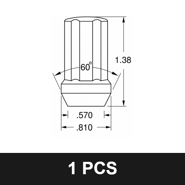 5654DN Chrome Spline Drive Lug Nut – 14x1.5 Thread, 7-Cut Spline, 2.00" Tall, 60° Conical Seat
