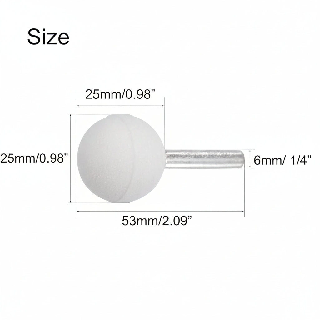 25mm Ball Shape Grinding Wheel - 1/4" Shank Mounted Stone