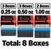 Larger quantity labels on eight-box bundle photo