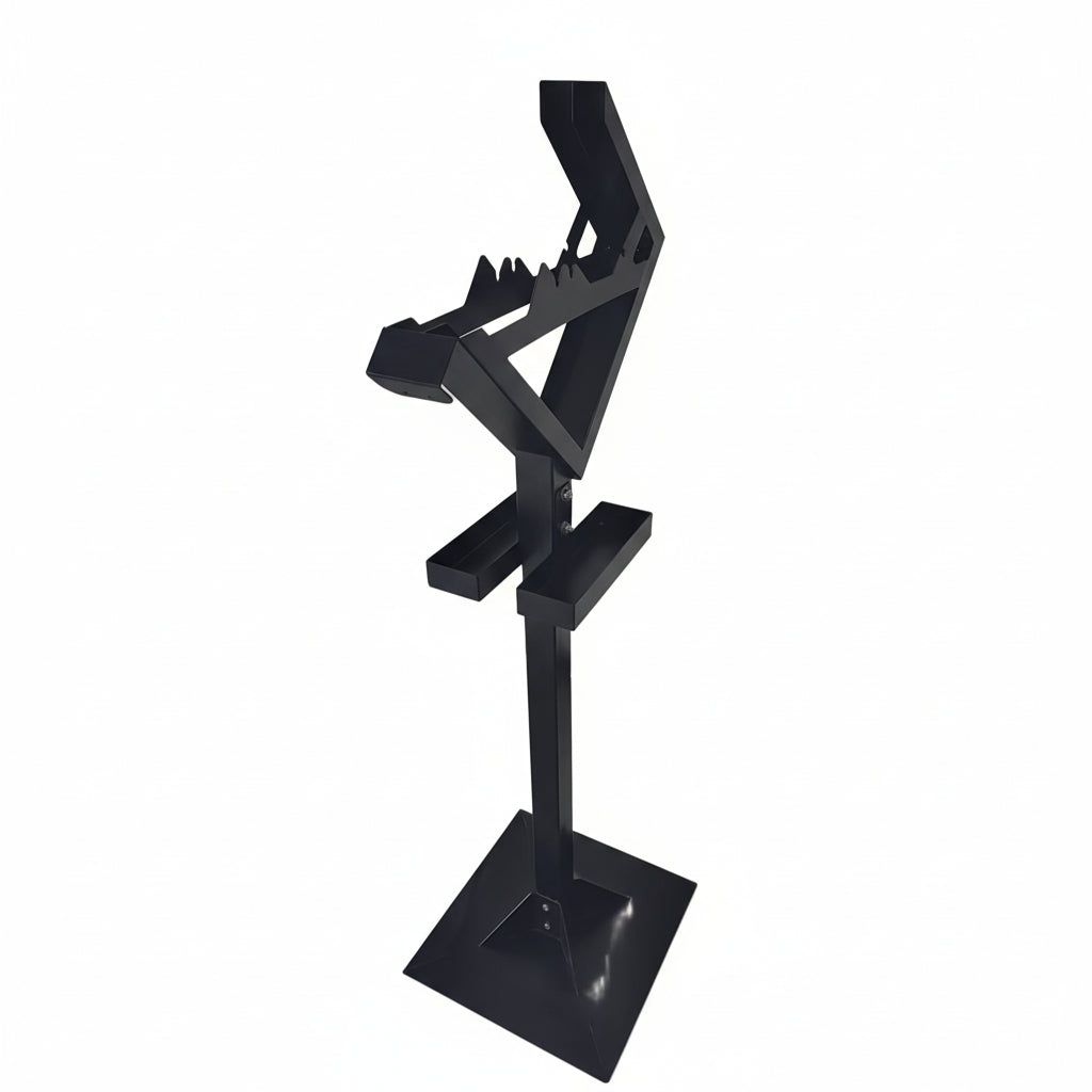 Black metal stand on a white background