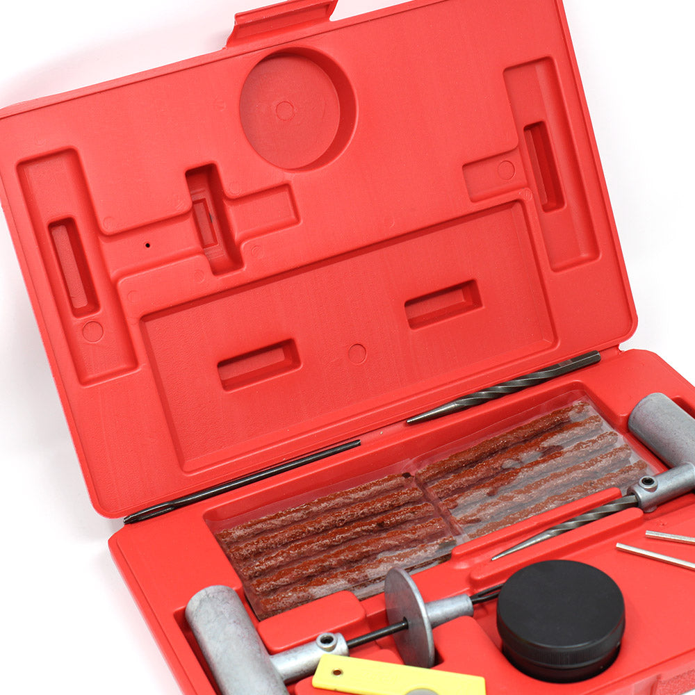 Tire Puncture Repair String Kit - 4" Inserts with Metal T-Handle Tools for Passenger Tires