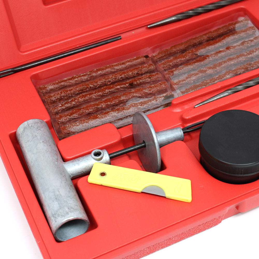 Tire Puncture Repair String Kit - 4" Inserts with Metal T-Handle Tools for Passenger Tires