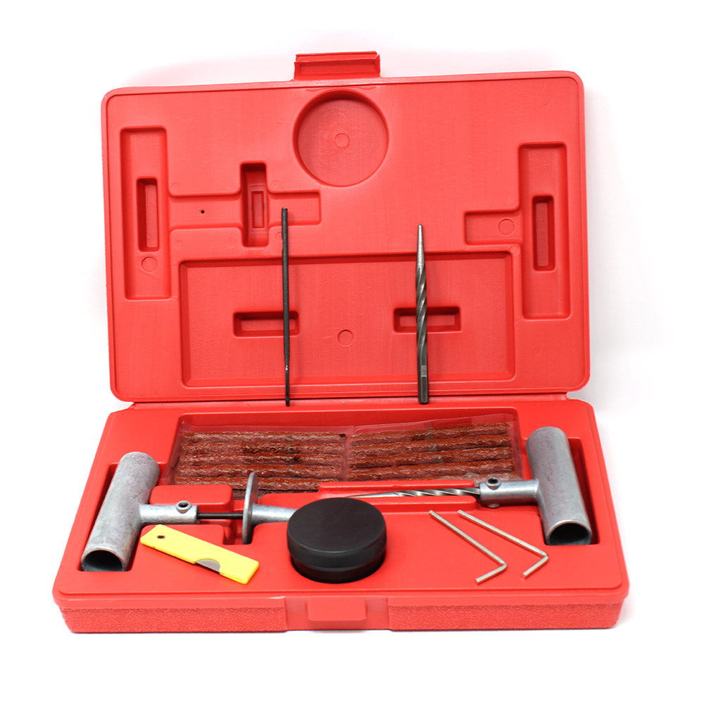Tire Puncture Repair String Kit - 4" Inserts with Metal T-Handle Tools for Passenger Tires