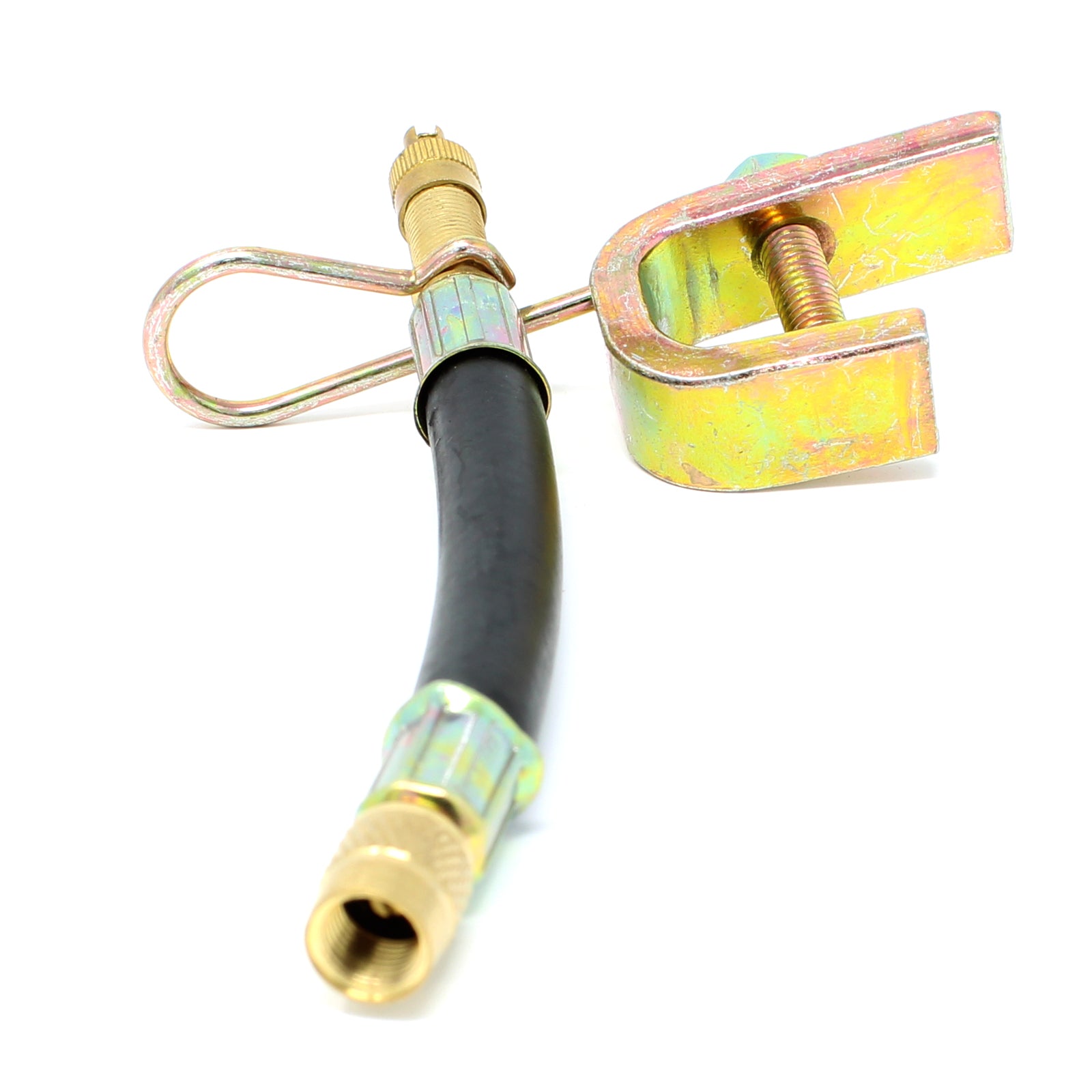 Small Flexible Tire Valve Extension 5" (125mm) - EPDM Rubber with Rim Clamp Φ12/10mm