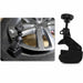Wheel truing tool with close-up of a wheel and tire.