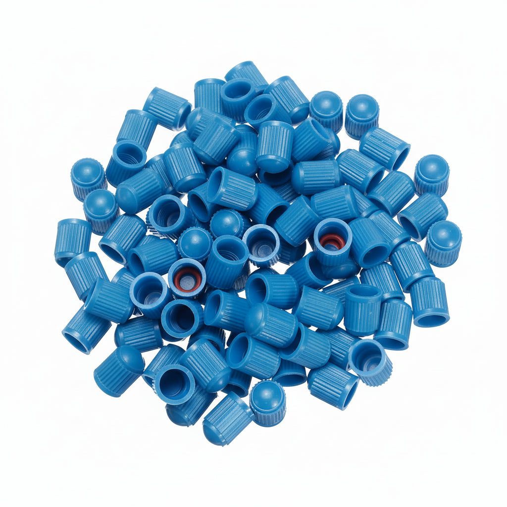 Blue Tire Valve Stem Caps - Color Indicator 0.305"-32 Universal