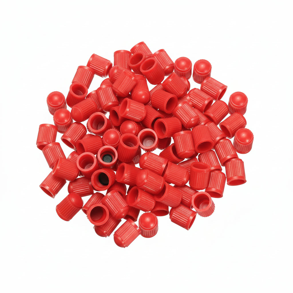 Red Tire Valve Stem Caps - Color Indicator 0.305"-32 Universal