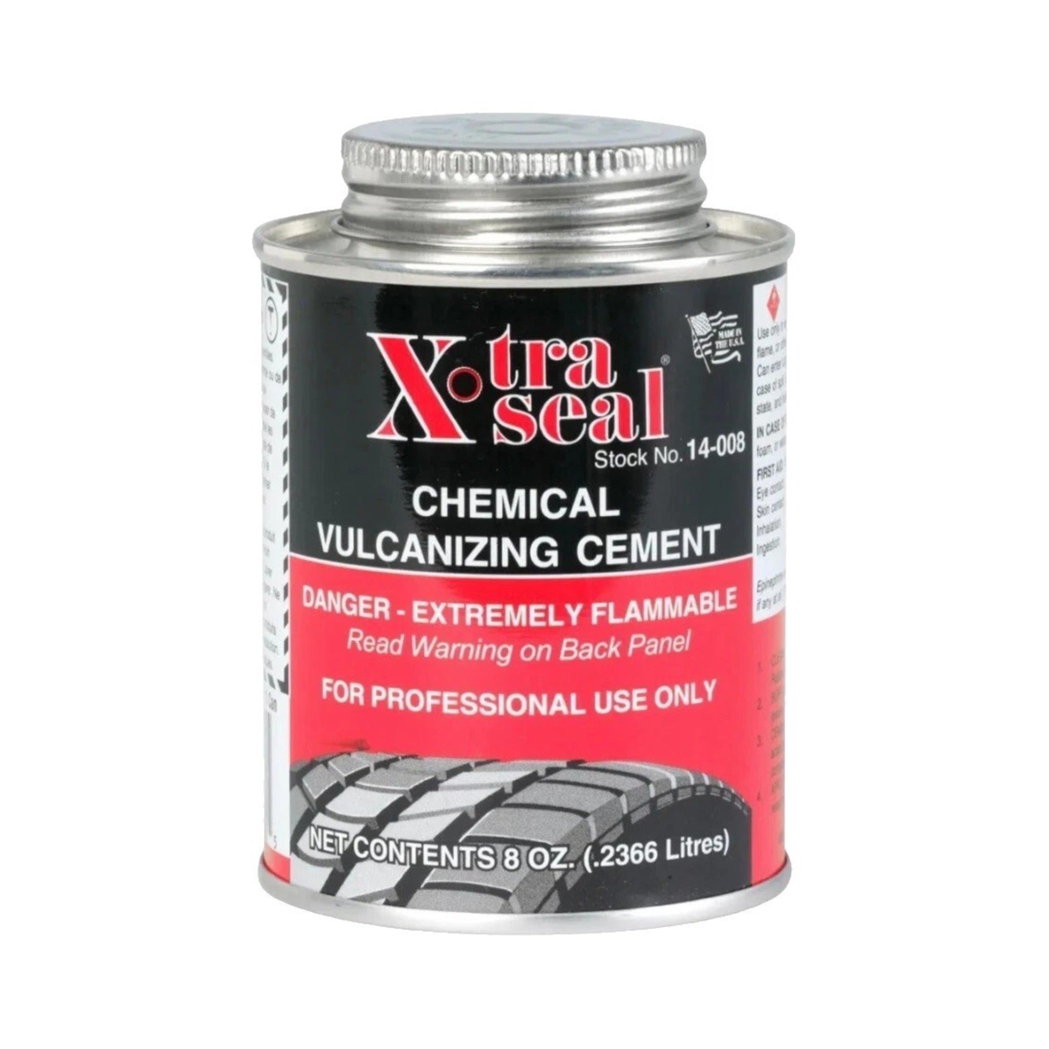 Xtra Seal 14-008 Chemical Vulcanizing Cement 8 oz + 14-100 Rubber Prep Pre-Buff Cleaner 32 oz – Tire Repair Combo